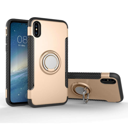 AussieSuperStore Homeware Supplies iPhone X Armour Case with Magnetic 360 Degree Rotation Ring Holder Protection Cover (Gold) iPhone X Armour Case Magnetic 360 Ring Holder Protection Cover MOBIPX5150G